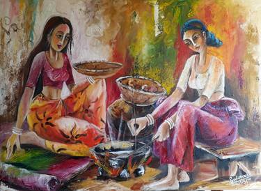 Print of Figurative Women Paintings by chandrani sudumenike