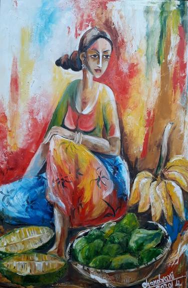 Original Figurative Women Paintings by chandrani sudumenike