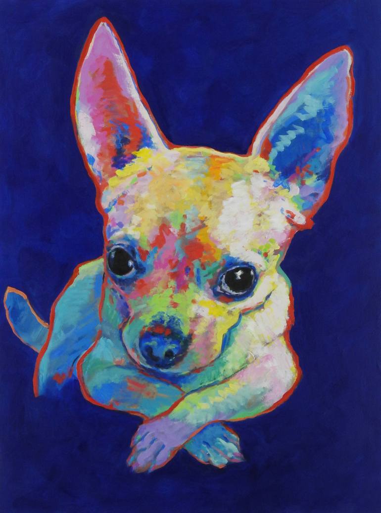 Sparky the Chihuahua Dog Original Acrylic Painting on Canvas