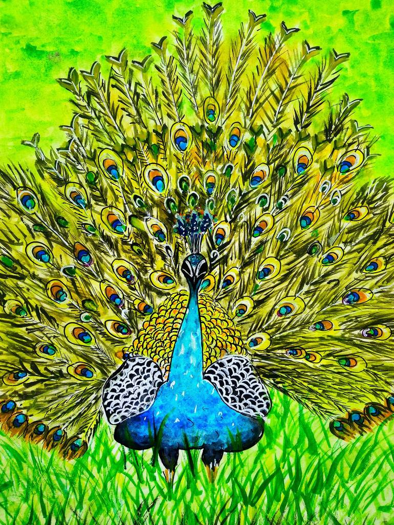 Dancing peacock- watercolor painting Painting by sonia dutta ...