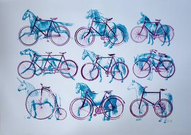 Original Street Art Bicycle Printmaking by Fox Fisher