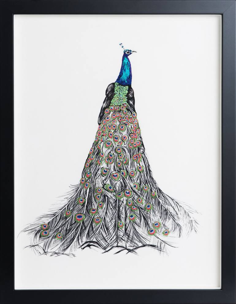 Drawing Peacock Bird using Metallic Color Pencil 