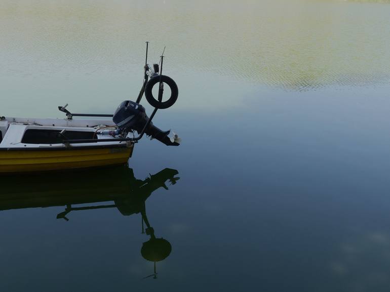 Original Boat Photography by Lia Mageira | Conceptual Art on Paper | Boat in the Lake