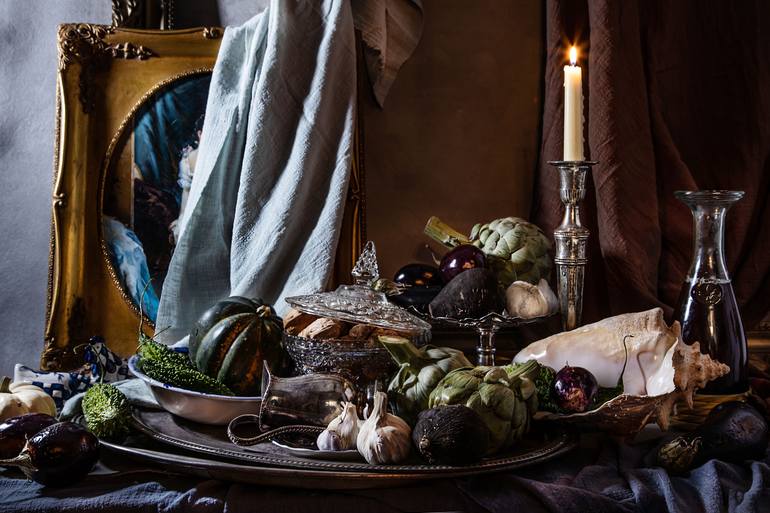 Dutch style still life composition with artichokes - limited edition 5 of 5 - Print