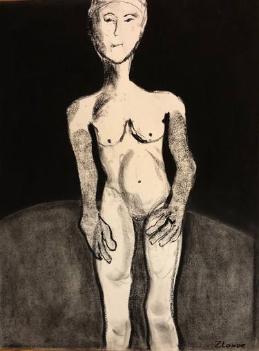 Original Figurative Nude Drawings by Zsuzsa Londe