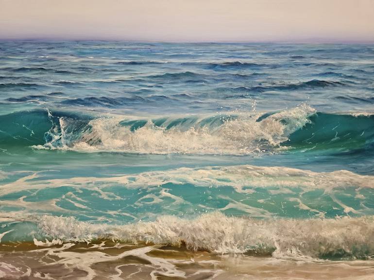Original Photorealism Beach Painting by Sofokli Telo