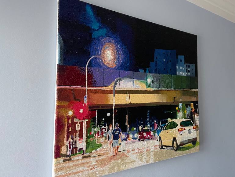 Original Photorealism Cities Painting by Saisuo Art