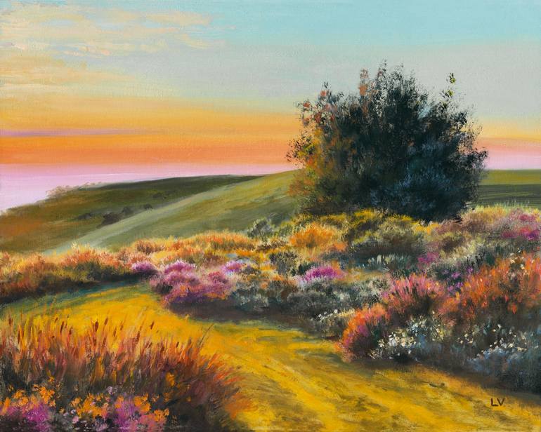 Rural landscape warm tones Painting by Lucia Verdejo | Saatchi Art