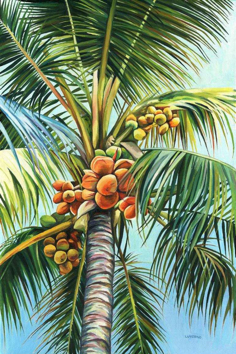 Coconut palm tree painting Tropical getaway Painting by Lucia