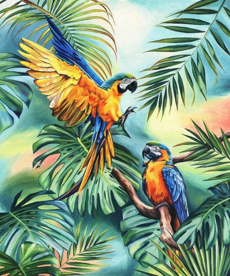 Amazon utopia tropical bird painting parrot Painting by Lucia