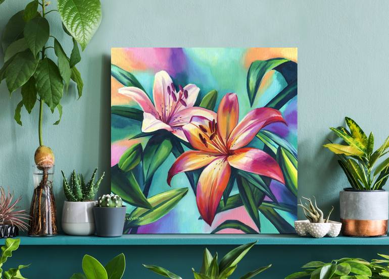 Tropical lilies painting Colorful floral art 'Smell of happiness ...