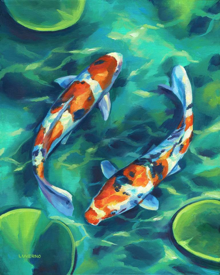 Japanese Koi Pond Paintings Japanese Carp Koi Fish Ira Poperechna