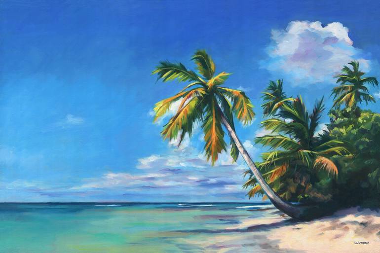 Tropical island painting Seascape beach art 'A slice of