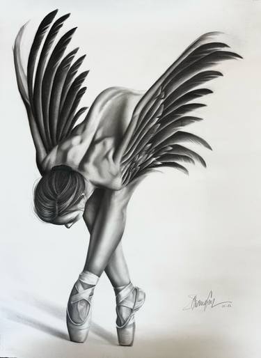 Original Surrealism Fantasy Drawing by Silvana Cure