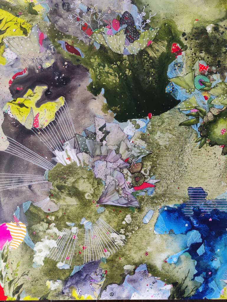 Original Abstract Botanic Painting by Asma Kazi
