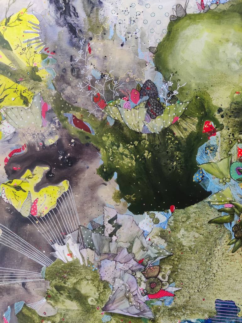 Original Abstract Botanic Painting by Asma Kazi