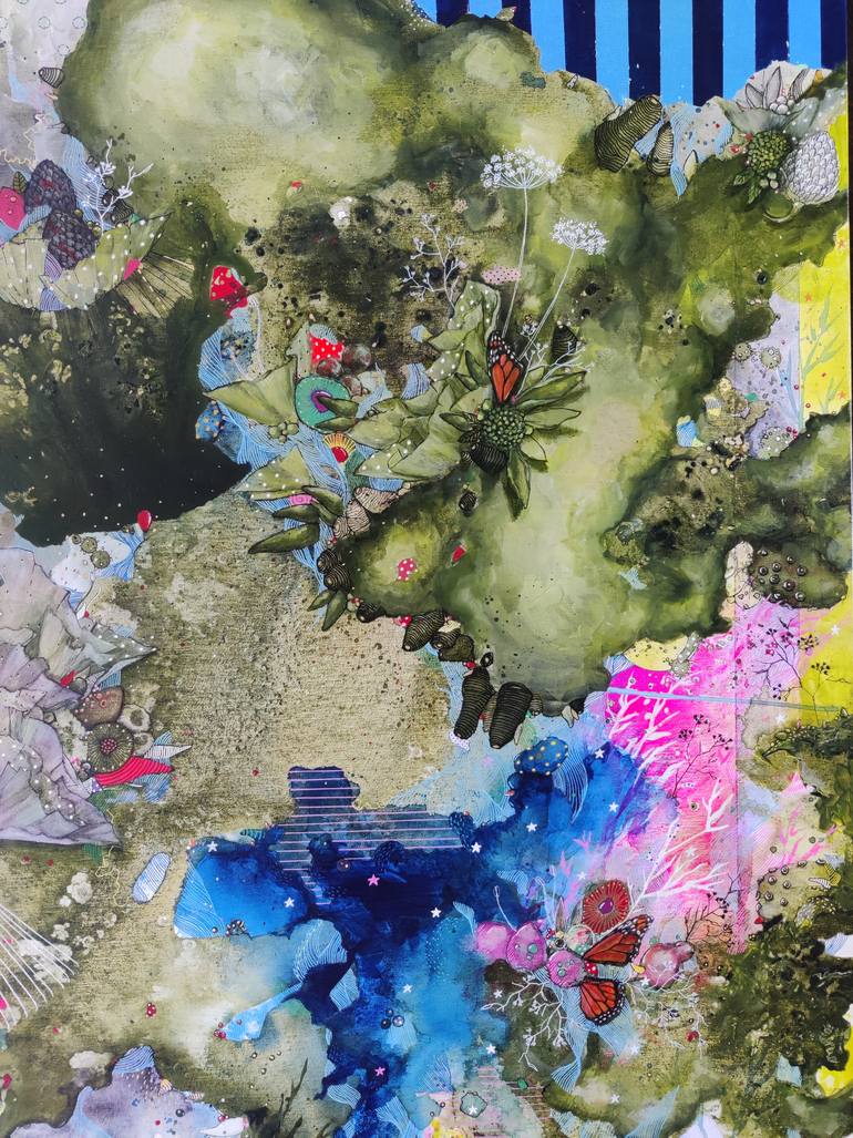 Original Abstract Botanic Painting by Asma Kazi