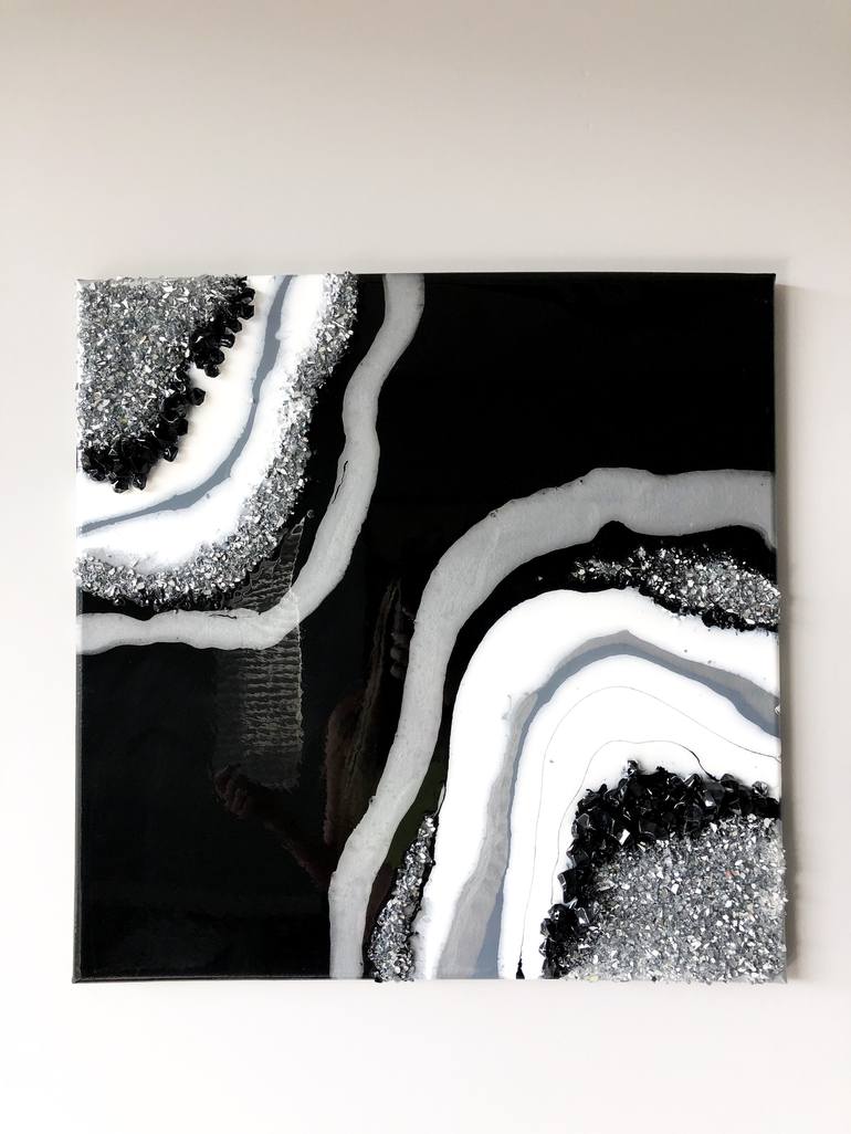 black and white geode art