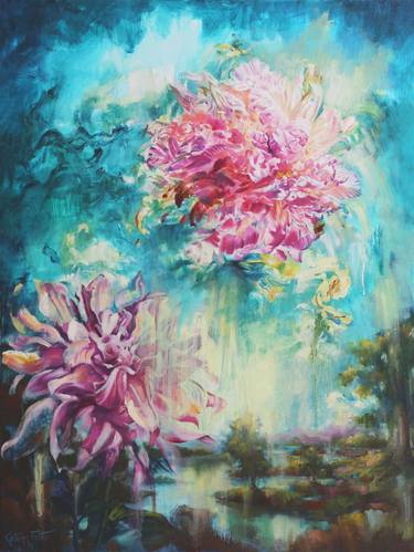 Original Surrealism Floral Paintings by Kathryn Fenton