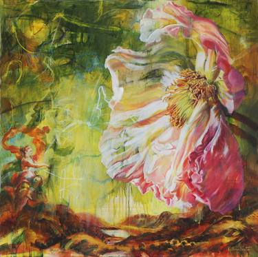 Print of Expressionism Floral Mixed Media by Kathryn Fenton