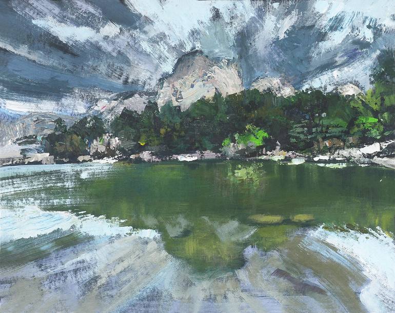 Original Landscape Painting by Kathryn Fenton | Impressionism Art on Canvas | Lake Peirou, After the Storm