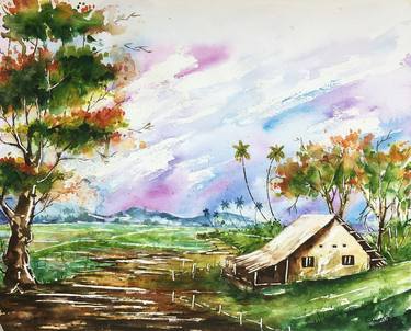 Print of Landscape Paintings by Lahirukshi Dissanayake