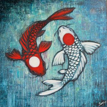 Original Abstract Fish Paintings by Aura Elli