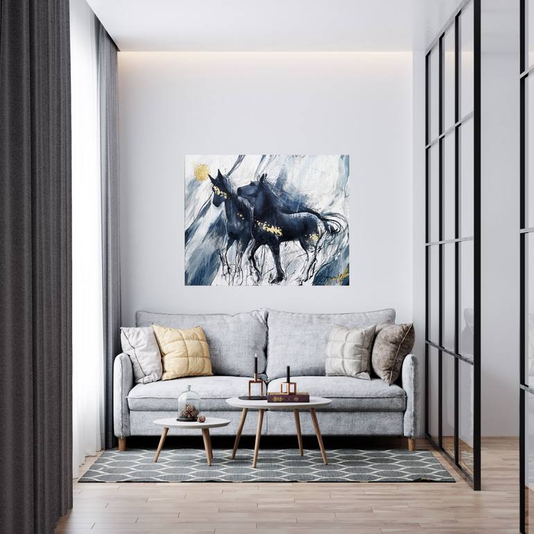 Original Abstract Horse Painting by Aura Elli