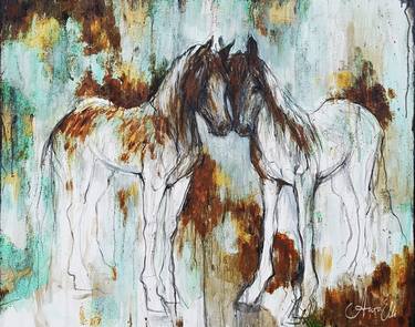 Youth (Rusty young horses) abstract actyl painting thumb