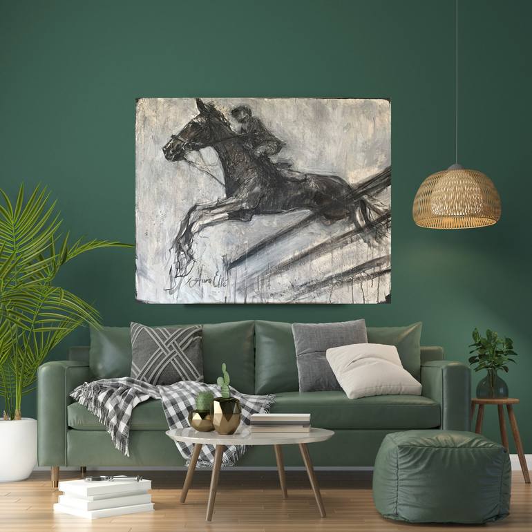 Original Abstract Horse Painting by Aura Elli