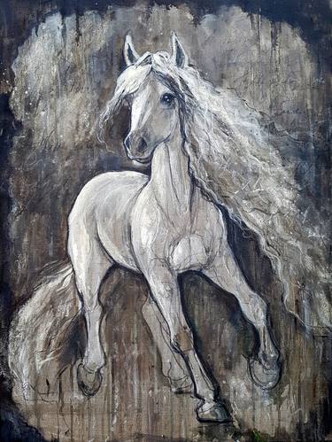 Grace (Beautiful horse) acrilic mixed media painting thumb