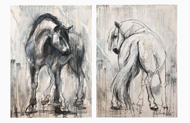 Original Abstract Horse Painting by Aura Elli
