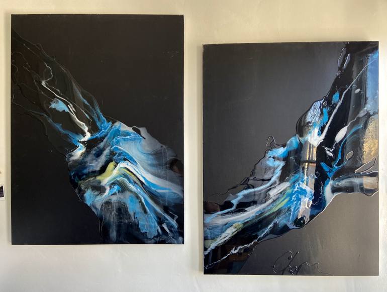 Original Abstract Beach Painting by Lena Cher