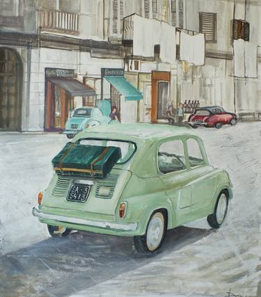 Italy Fiat oil painting Original thumb