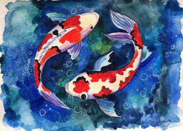 Original Illustration Fish Paintings by Leo Schteinberg