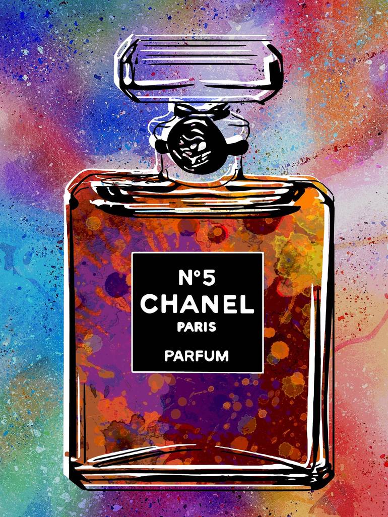 FRAMED Chanel No. 5 Paris Perfume by Pop Art Queen 18x18 FRAMED Painti