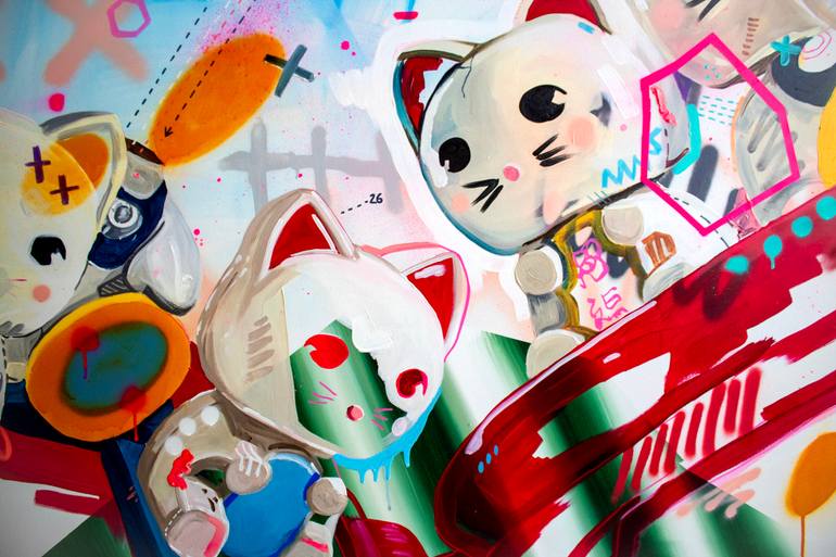Original Contemporary Cats Painting by Alejandra De La Torre