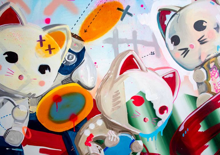 Original Contemporary Cats Painting by Alejandra De La Torre