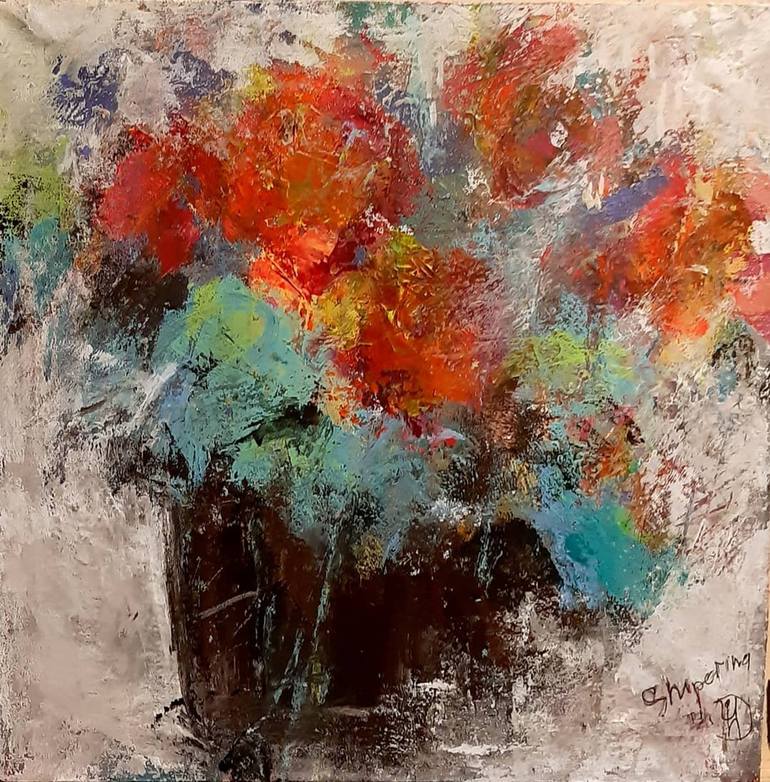 Red flowers Painting by Natalia Shiporina | Saatchi Art