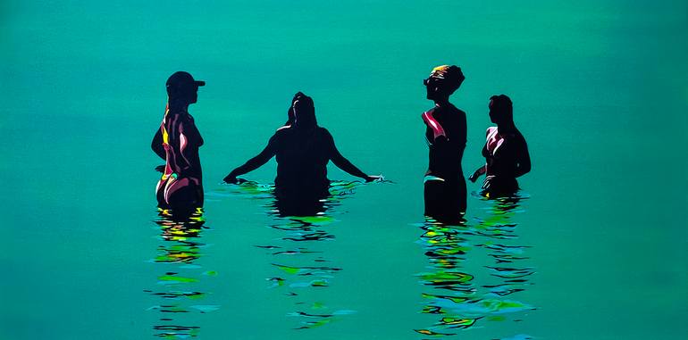 Summer Friends, Juan Les Pins Beach 2025 Original Painting by tony smith