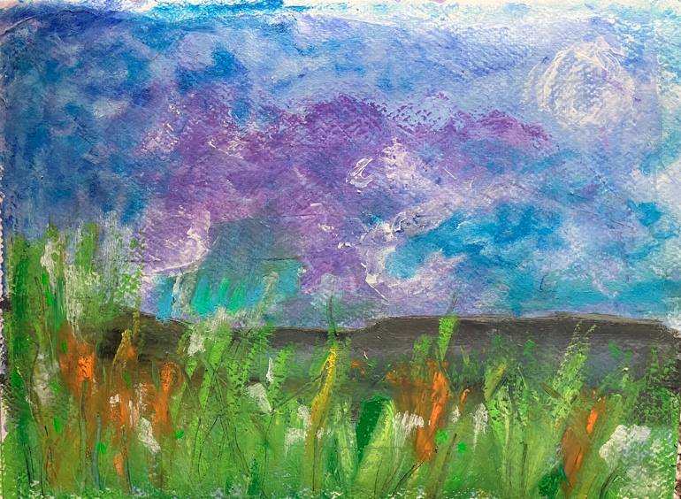 Original Landscape Painting by Roger Deason | Abstract Art on Paper | 5:30 In The Last Night
