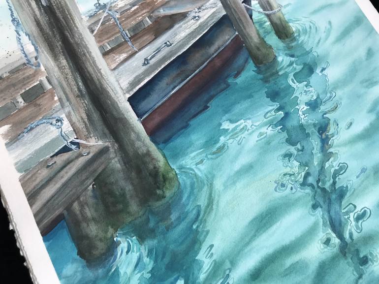 Original Realism Boat Painting by Valeria Golovenkina