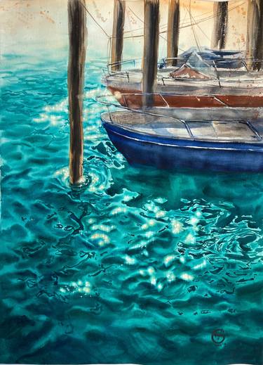 Print of Impressionism Boat Paintings by Valeria Golovenkina