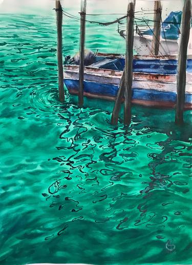 Original Impressionism Boat Paintings by Valeria Golovenkina