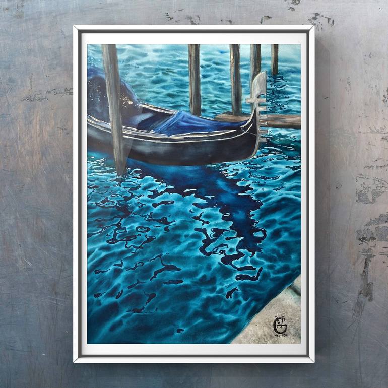 Original Boat Painting by Valeria Golovenkina