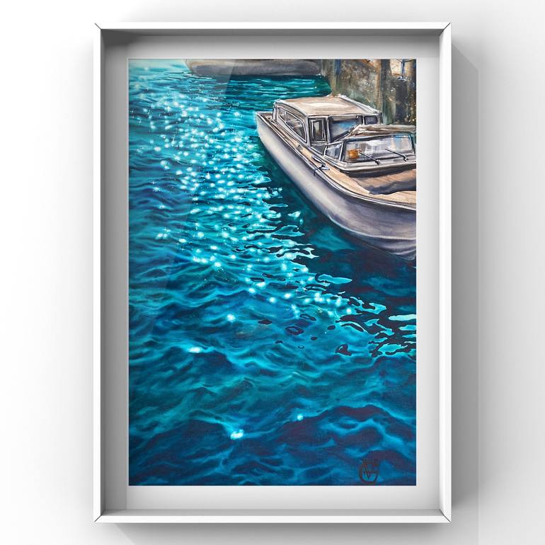 Original Yacht Painting by Valeria Golovenkina