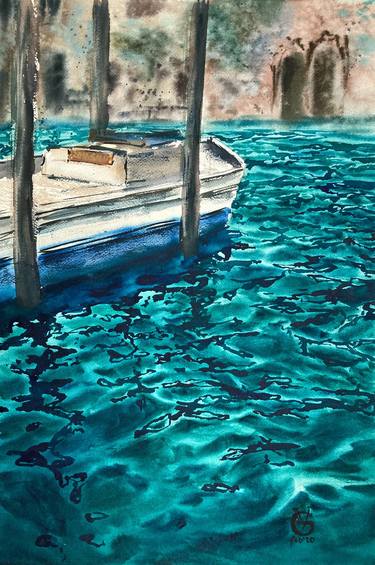 Original Impressionism Boat Paintings by Valeria Golovenkina