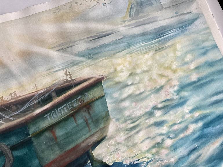 Original Sailboat Painting by Valeria Golovenkina