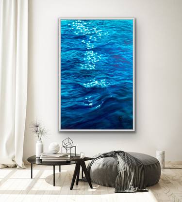 BLUE DREAM - original watercolor painting sea water breeze sun living room thumb