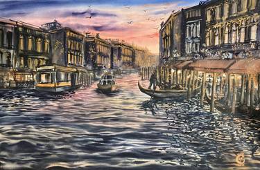 GRAND CANAL AT SUNSET - original watercolor thumb